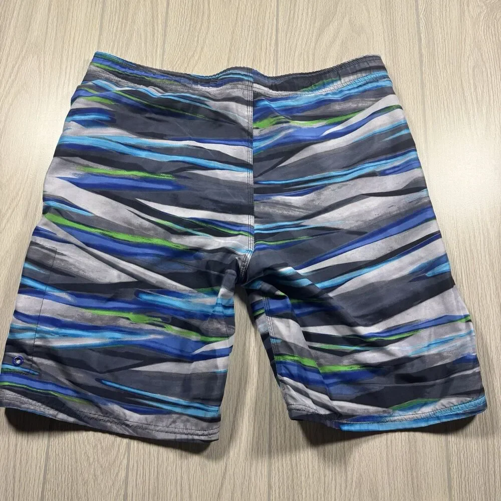 Nike Lined Board Shorts Swim Trunks Mens S Blue Purple Tiger Stripe Pattern Surf